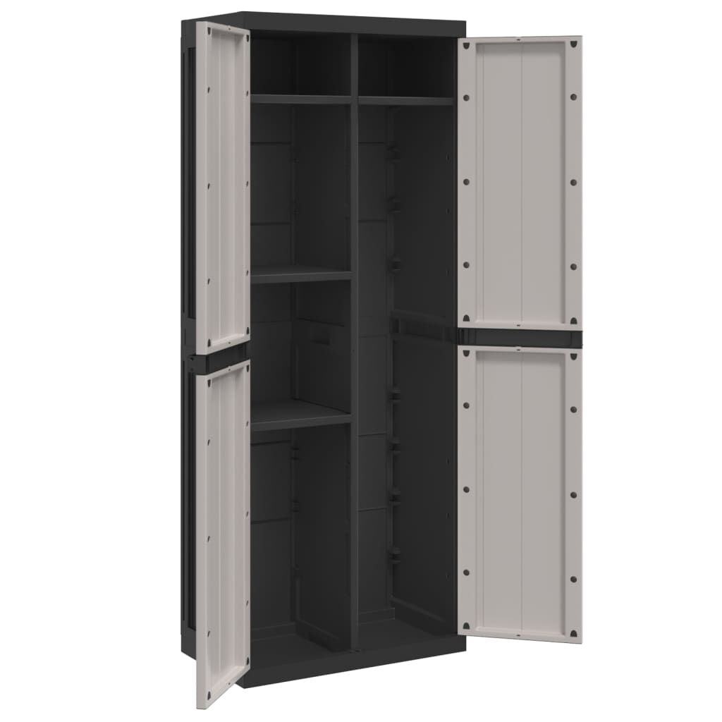 vidaXL Ντουλάπι Αποθ. Εξ. Χώρου Γκρι/Μαύρο 65x37x165εκ. Πολυπροπυλένιο