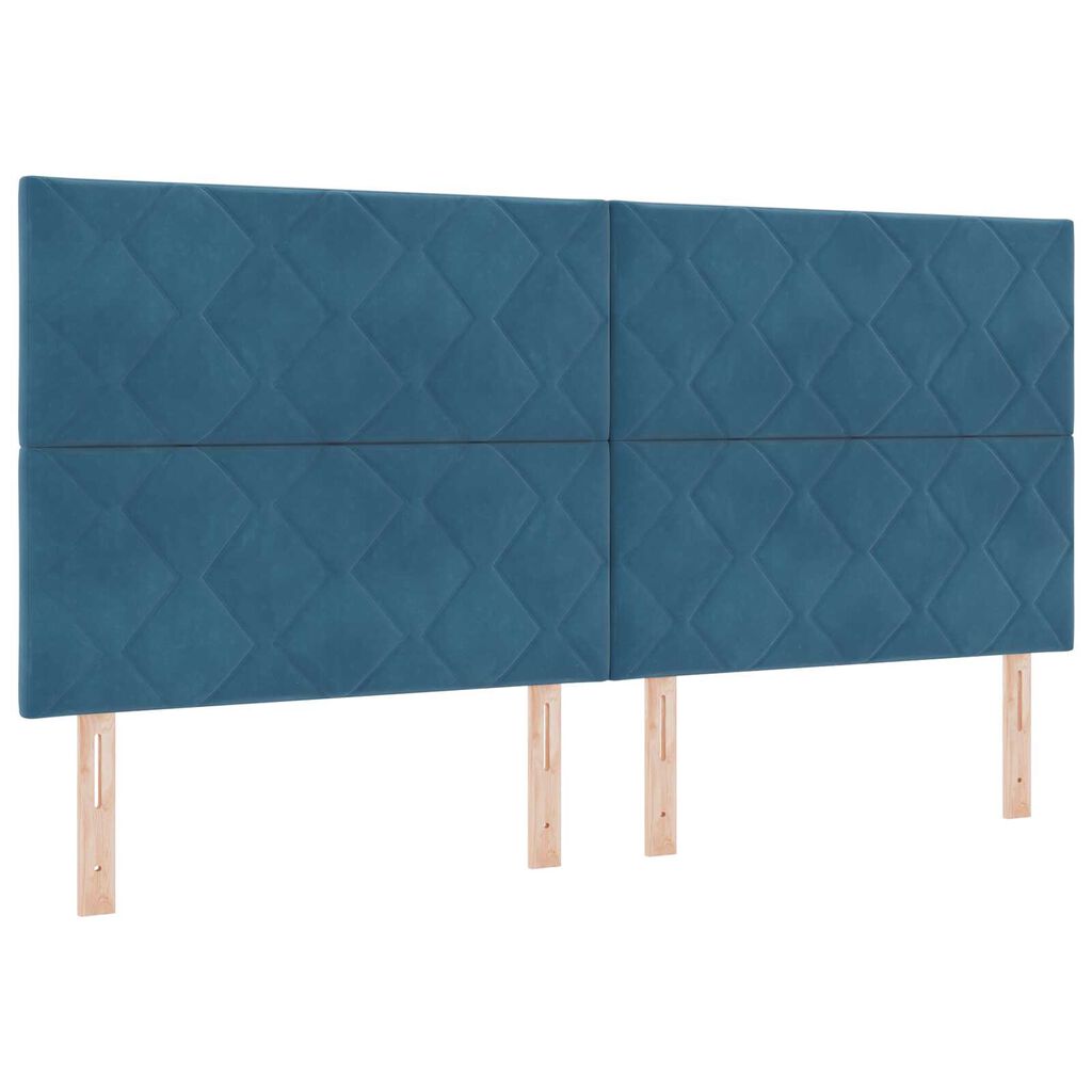 Κρεβάτι Box Spring με Στρώμα vidaXL Σκούρο Μπλε 200x200 εκ Βελούδο