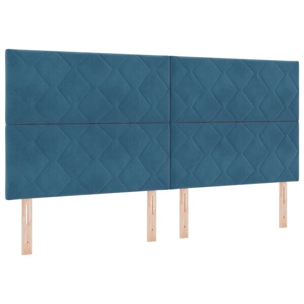 Κρεβάτι Box Spring με Στρώμα vidaXL Σκούρο Μπλε 200x200 εκ Βελούδο