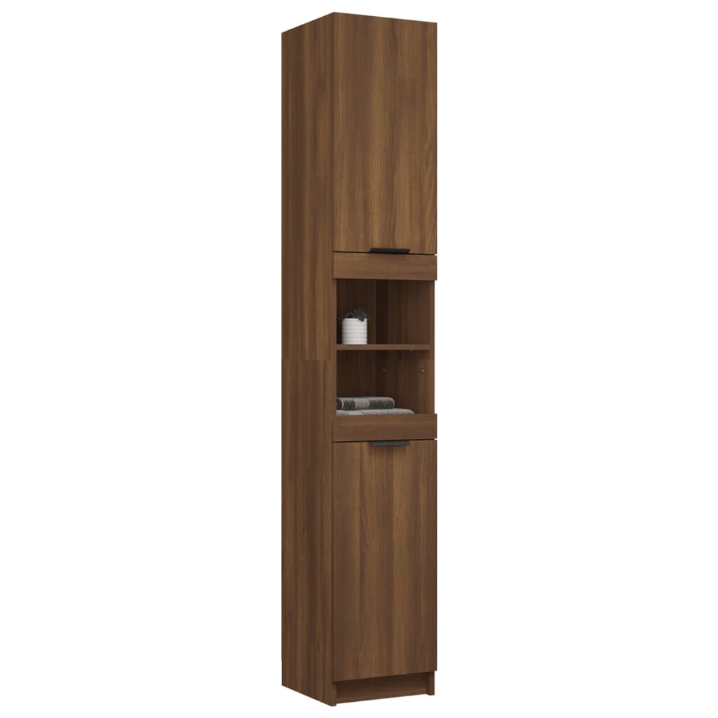 vidaXL Ντουλάπι Μπάνιου Καφέ Δρυς 32x34x188,5 εκ. Επεξεργασμένο Ξύλο