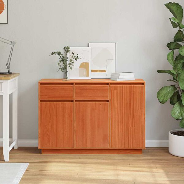 vidaXL Πλαϊνό γραφείο Καφέ κεριού 110 x 34 x 75 εκ Μασίφ ξύλο πεύκου