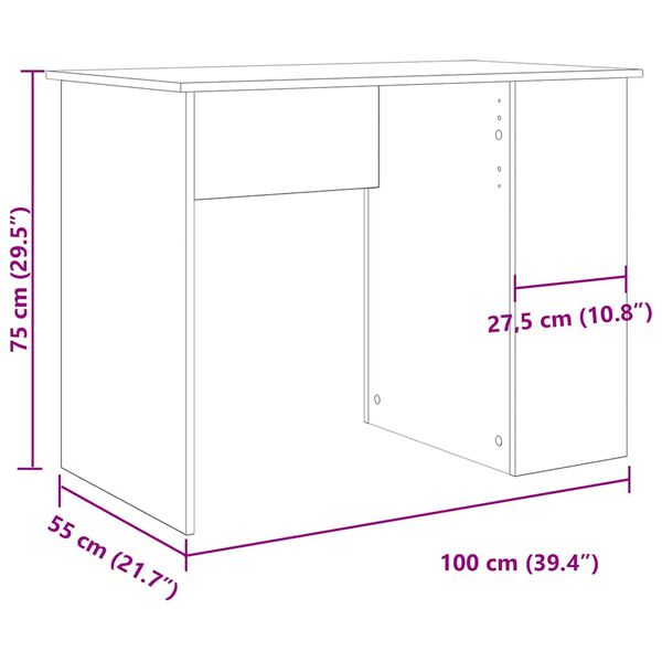 Γραφείο vidaXL Artisan Oak 100x55x75 cm Κατασκευασμένο ξύλο