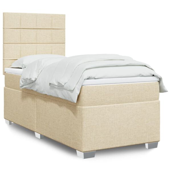 vidaXL Κρεβάτι Boxspring με Στρώμα Κρεμ 80 x 200 εκ. Υφασμάτινο