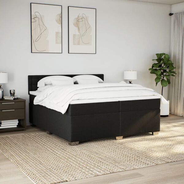 vidaXL &Kappa;&rho;&epsilon;&beta;ά&tau;&iota; Boxspring &mu;&epsilon; &Sigma;&tau;&rho;ώ&mu;&alpha; &Mu;&alpha;ύ&rho;&omicron; 200x200 &epsilon;&kappa;. &Upsilon;&phi;&alpha;&sigma;&mu;ά&tau;&iota;&nu;&omicron;
