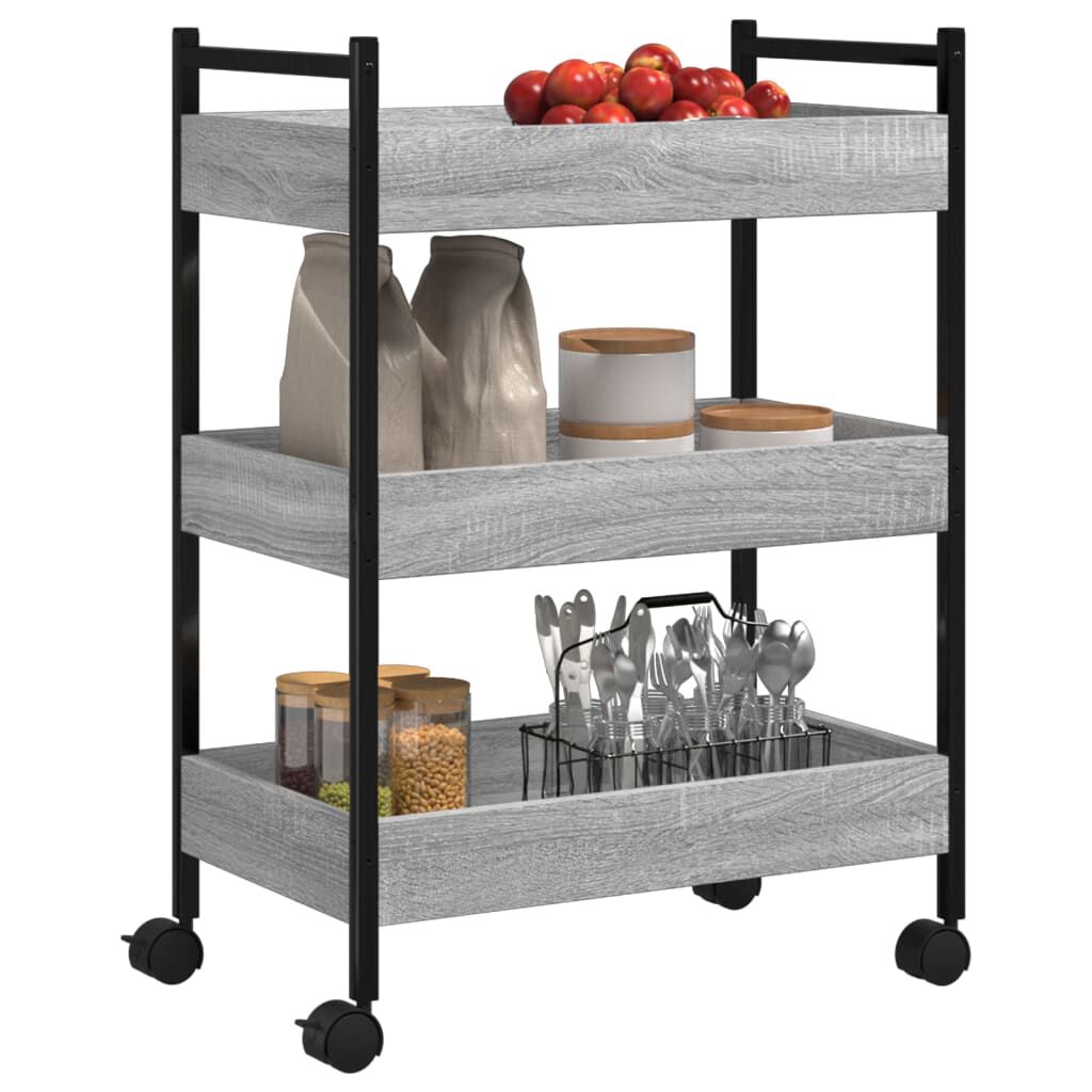 vidaXL Τρόλεϊ Κουζίνας Sonoma Γκρι 50x30x70 εκ. από Επεξεργασμένο Ξύλο