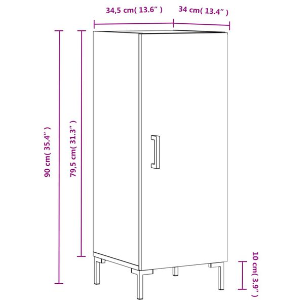 vidaXL Ντουλάπι Καφέ Δρυς 34,5 x 34 x 90 εκ. Επεξεργασμένο Ξύλο