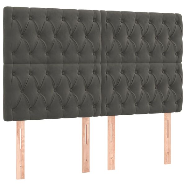 vidaXL Κρεβάτι Boxspring με Στρώμα Σκούρο Γκρι 160x200 εκ. Βελούδινο