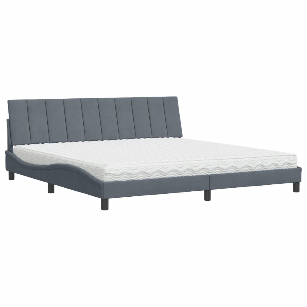 vidaXL Κρεβάτι με Στρώμα Σκούρο Γκρι 200x200 εκ. Βελούδινο