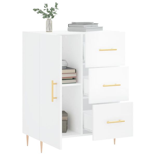 vidaXL Ντουλάπι Γυαλιστερό Λευκό 69,5x34x90 εκ. Επεξεργασμένο Ξύλο