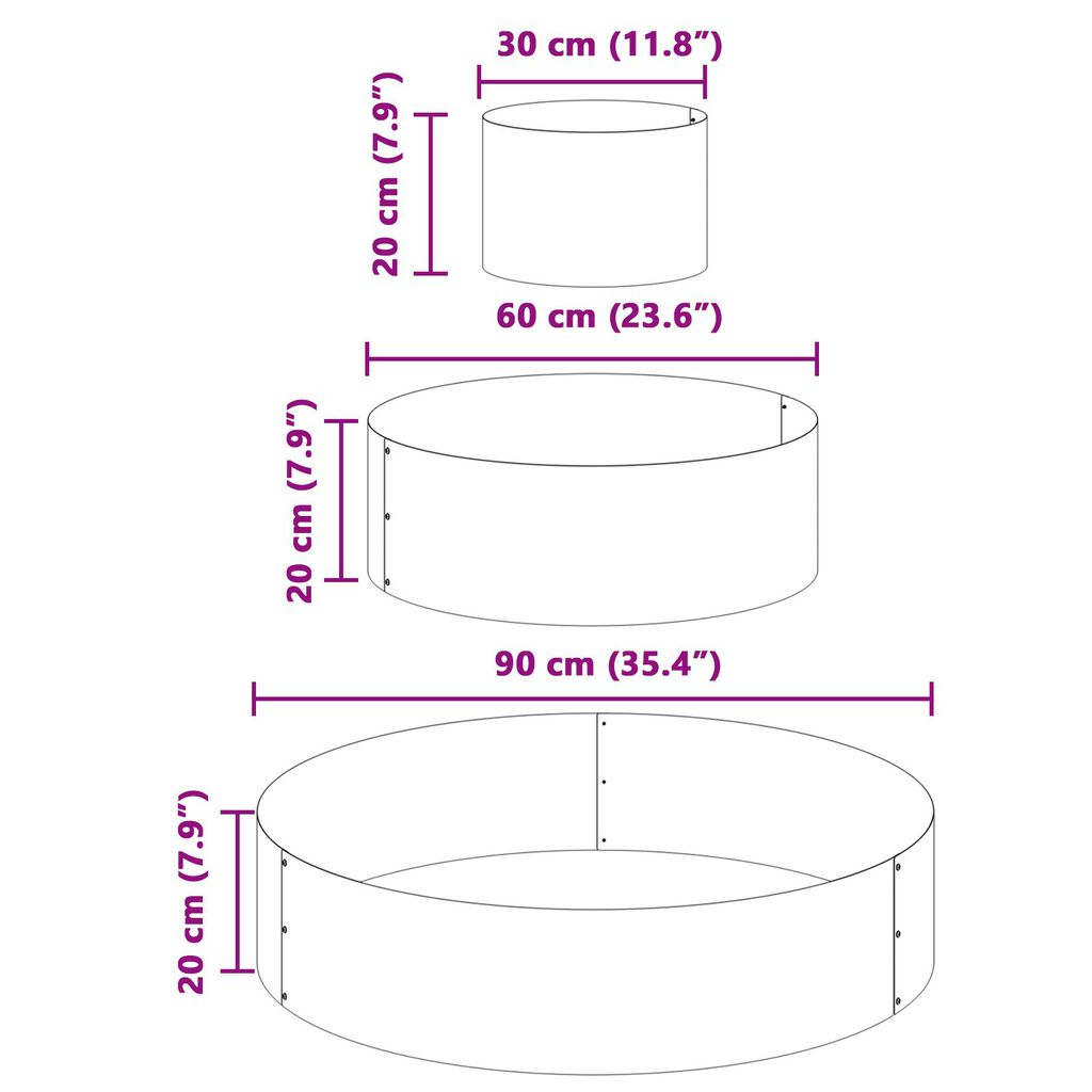 vidaXL Μεταλλική γλάστρα Γαλβανισμένο ατσάλι Ø 90 cm Ανθεκτική