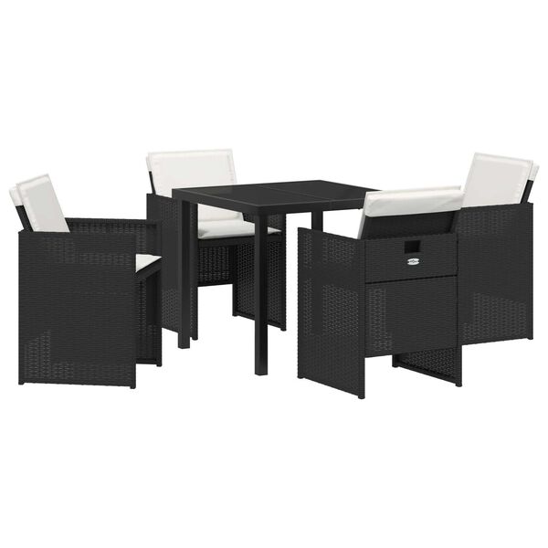 vidaXL Σέτ φαγητού για κήπο με μαξιλάρι 5 pcs Μπεζ Πολυ ράταν