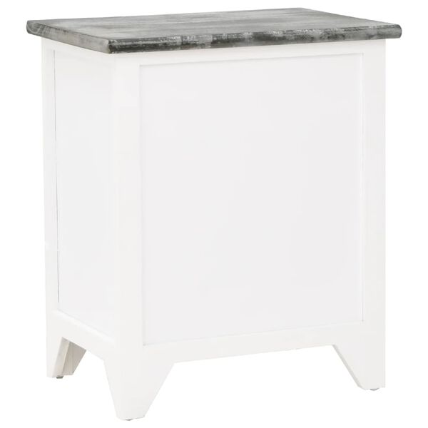 vidaXL Κομοδίνο Γκρι και Λευκό 38 x 28 x 45 εκ. από Ξύλο Παυλώνιας