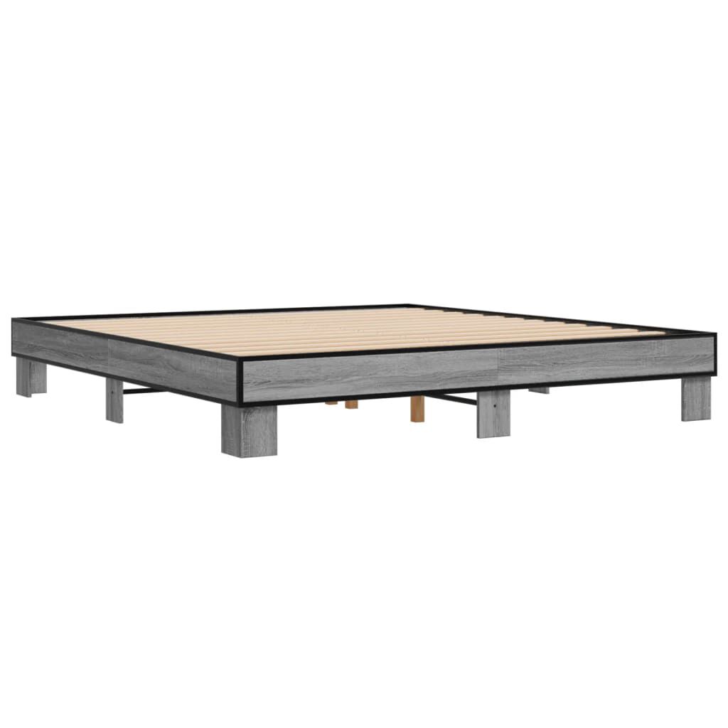 vidaXL Πλαίσιο Κρεβατιού Γκρι Sonoma 180x200 εκ. Επεξ. Ξύλο & Μέταλλο
