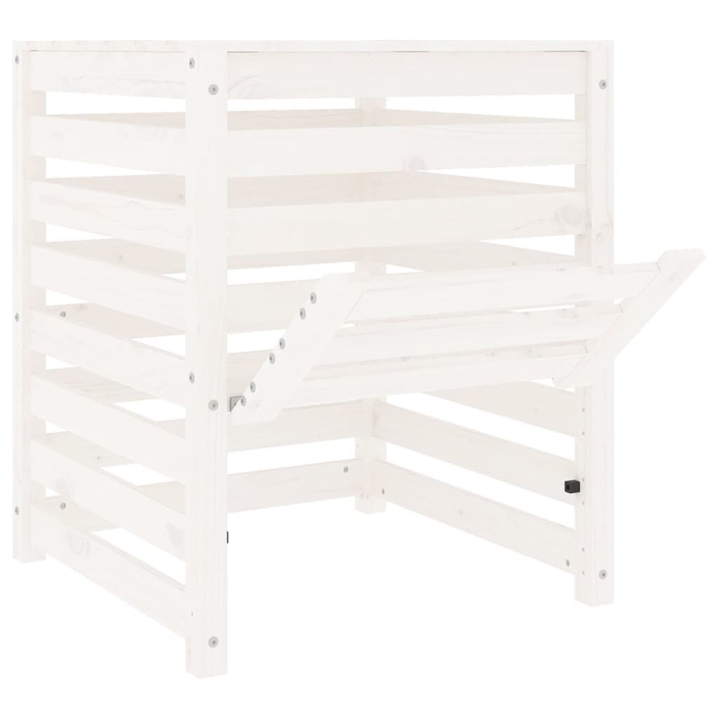 vidaXL Κομποστοποιητής Λευκός 63,5x63,5x77,5 εκ. από Μασίφ Ξύλο Πεύκου