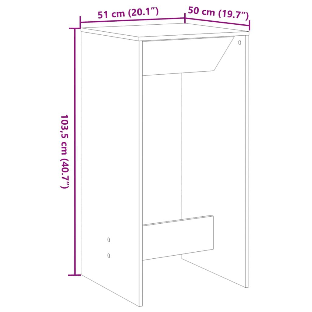 vidaXL Τραπέζι Μπαρ Καφέ Δρυς 51x50x103,5 εκ. Επεξ. Ξύλο