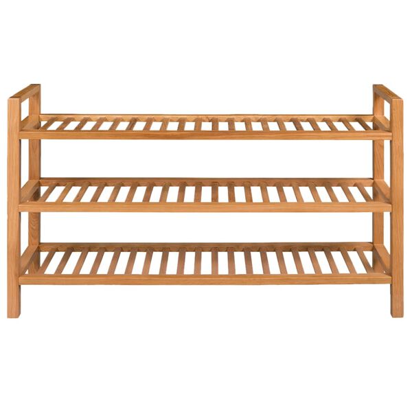 vidaXL Παπουτσοθήκη με 3 Ράφια 100 x 27 x 60 εκ. Μασίφ Ξύλο Δρυός