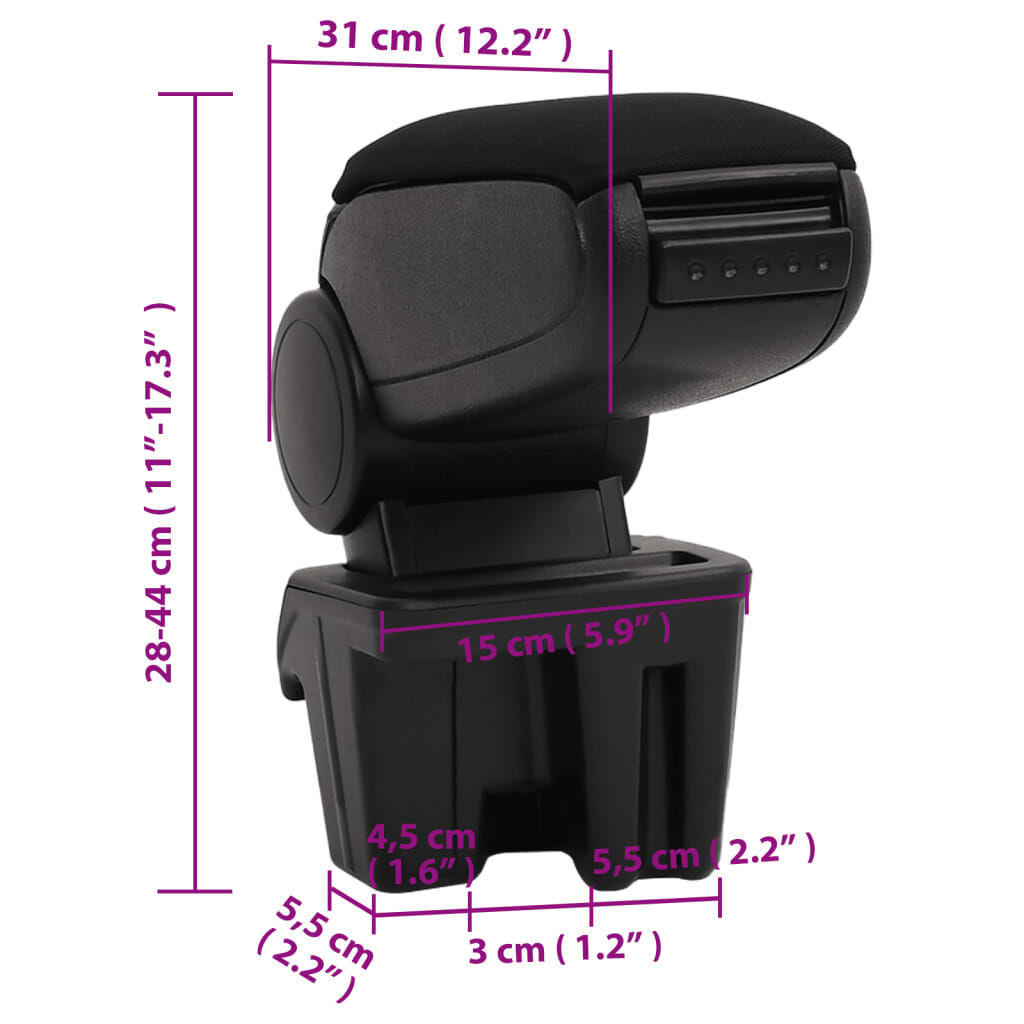 vidaXL Τεμπέλης Αυτοκινήτου Μαύρος 15 x 31 x (28-44) από ABS