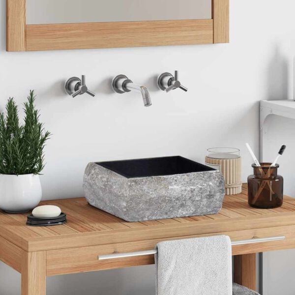 vidaXL Νιπτήρας Μαύρος 30 x 30 x 13 εκ. Μαρμάρινος