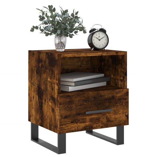 vidaXL Κομοδίνο Καπνιστή Δρυς 40 x 35 x 47,5 εκ. από Επεξεργ. Ξύλο