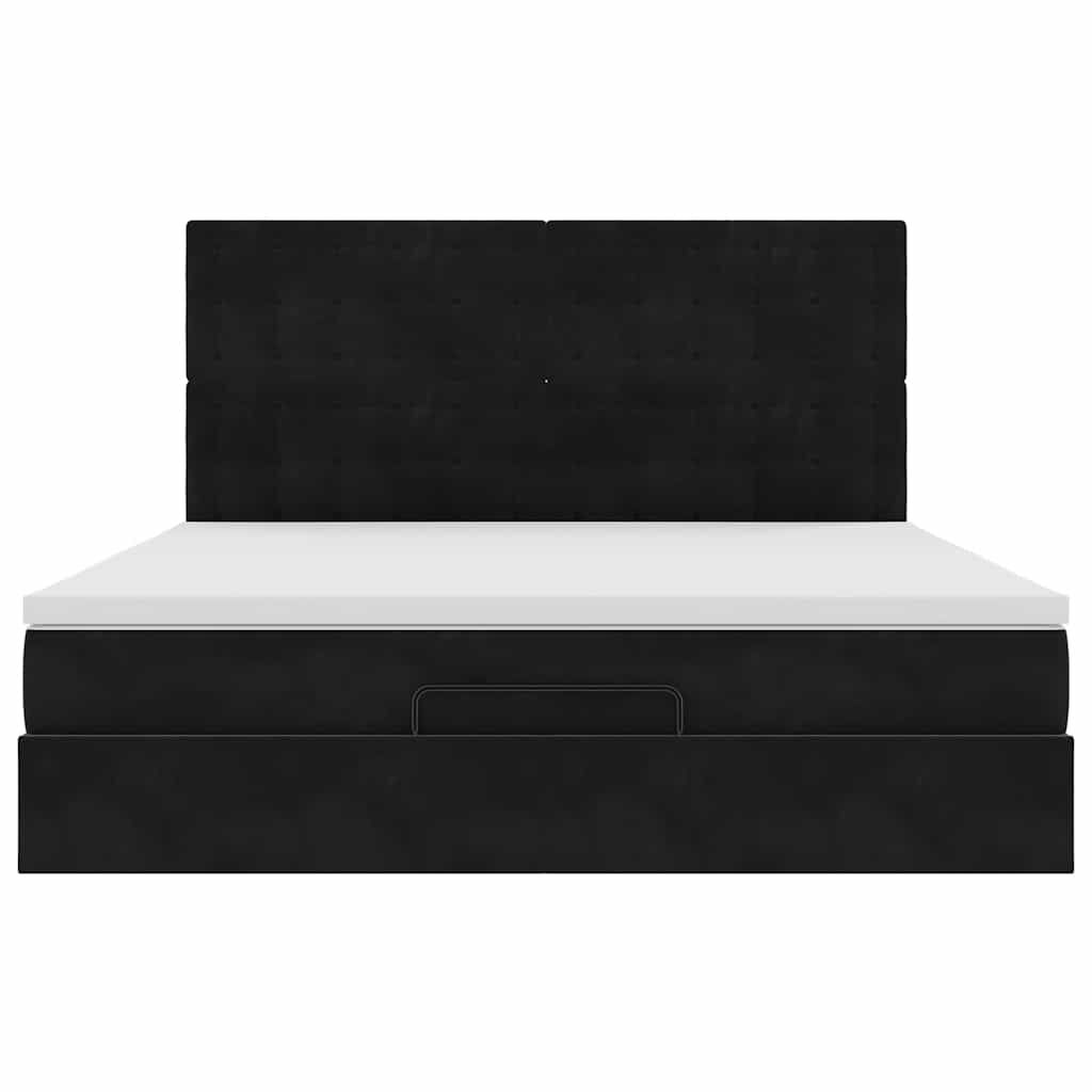 vidaXL Οθωμανικό κρεβάτι με στρώματα & LEDs Μαύρο 180x200cm Velvet