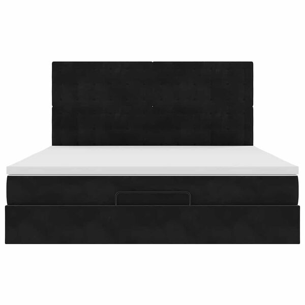 vidaXL Οθωμανικό κρεβάτι με στρώματα & LEDs Μαύρο 180x200cm Velvet