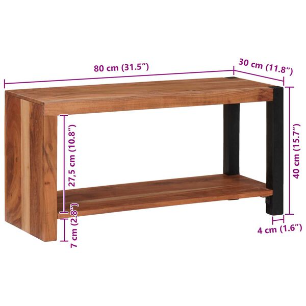 vidaXL Βιβλιοθήκη Καφέ, Μαύρο 80 x 30 x 110 εκ. Στερεό Ξύλο Ακακίας