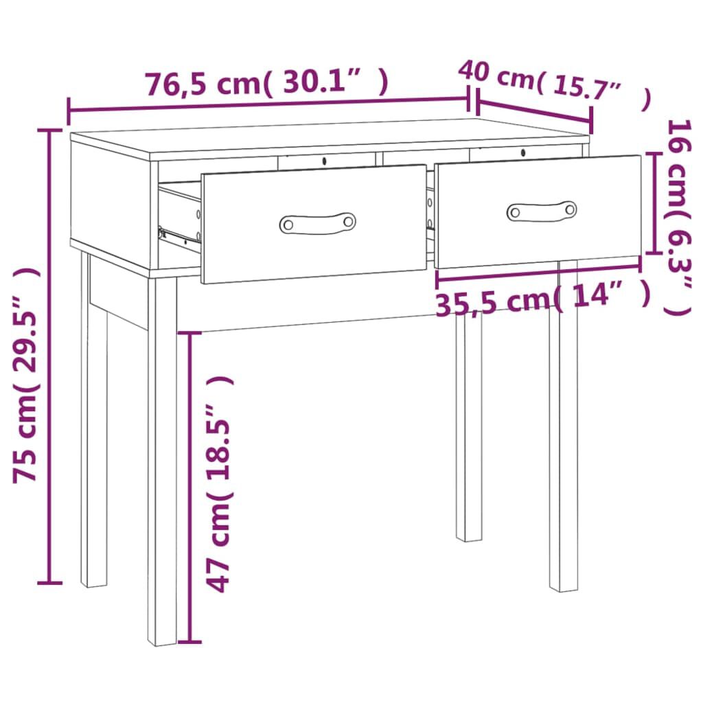 vidaXL Τραπέζι κονσόλα Καφέ μελί 76,5x40x75 εκ. Μασίφ Ξύλο Πεύκου
