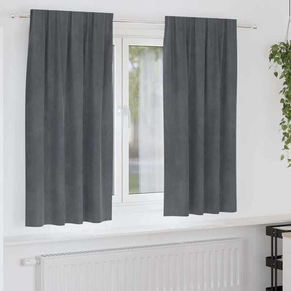 vidaXL Κουρτίνες 2 pcs Ανοιχτό γκρι 140 x 175 cm Βελούδο