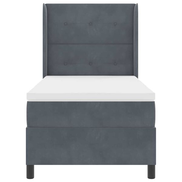 vidaXL Κρεβάτι Box Spring LED με Στρώμα Σκούρο γκρι 90 x 190 cm