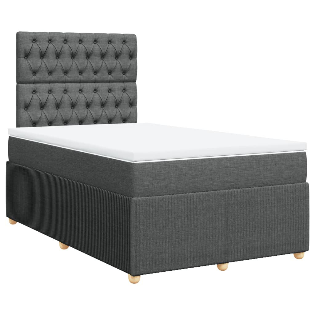vidaXL Κρεβάτι Boxspring με Στρώμα Σκούρο Γκρι 120x200 εκ. Υφασμάτινο
