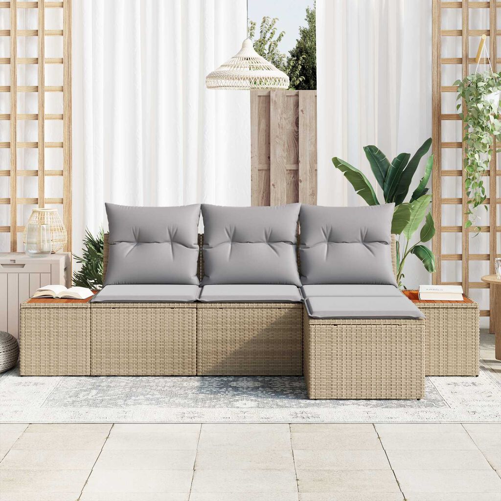 vidaXL με μαξιλάρι Ρυθμιζόμενος 4 pcs Μπεζ 239 x 117 x 37 εκ