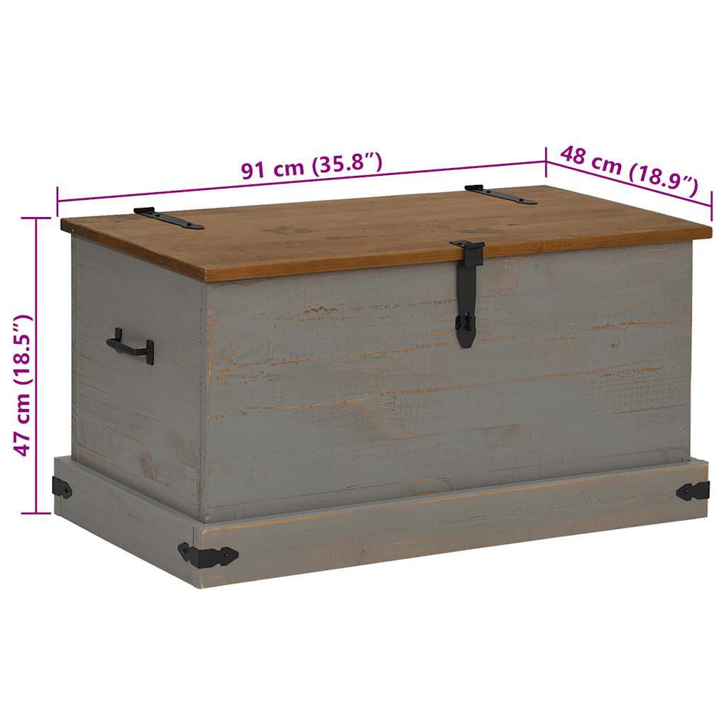 vidaXL Σεντούκι αποθήκευσης HALDEN γκρι 91x48x47 cm μασίφ ξύλο πεύκο