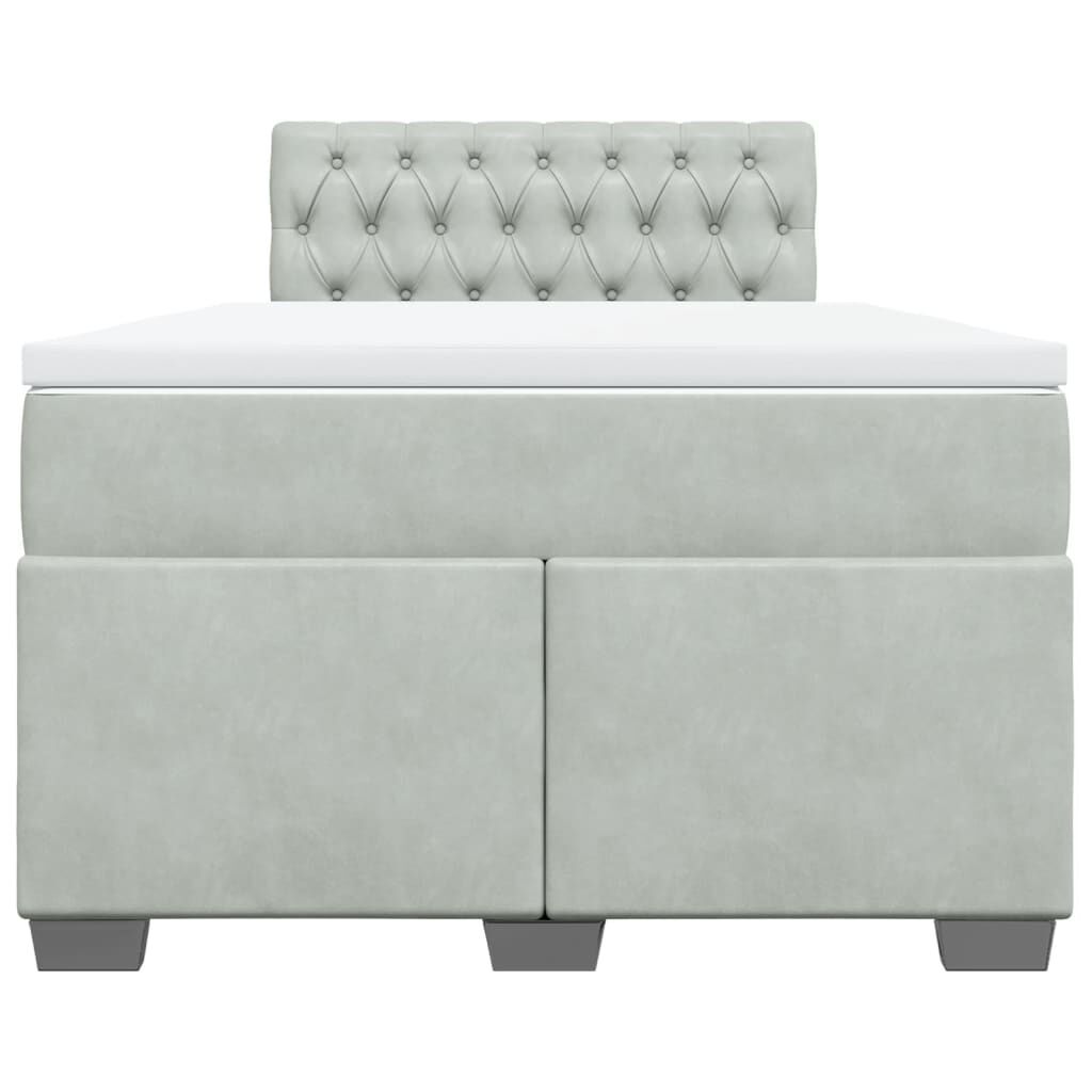 vidaXL Κρεβάτι Boxspring με Στρώμα Ανοιχτό Γκρι 120x200 εκ. Βελούδινο