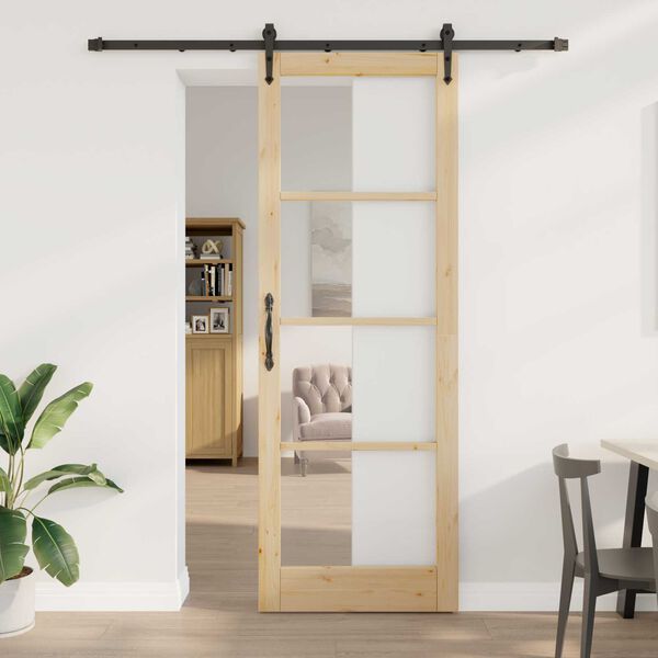 vidaXL Ολισθητή Πόρτα Καφέ 83 x 232 εκ. Ξύλο και μέταλλο
