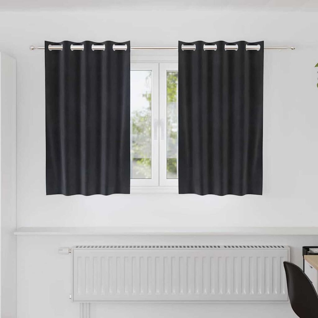 vidaXL Κουρτίνες με κουρτίνες 2 pcs Σκούρο γκρι 140 x 140 cm Βελούδο