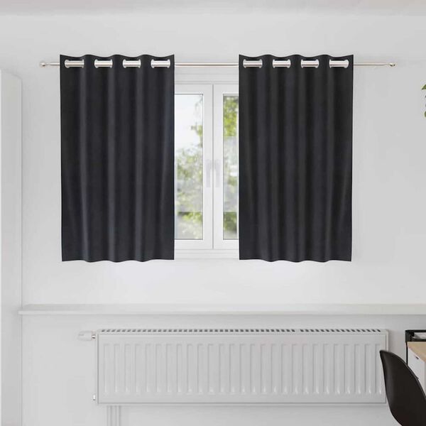 vidaXL Κουρτίνες με κουρτίνες 2 pcs Σκούρο γκρι 140 x 140 cm Βελούδο