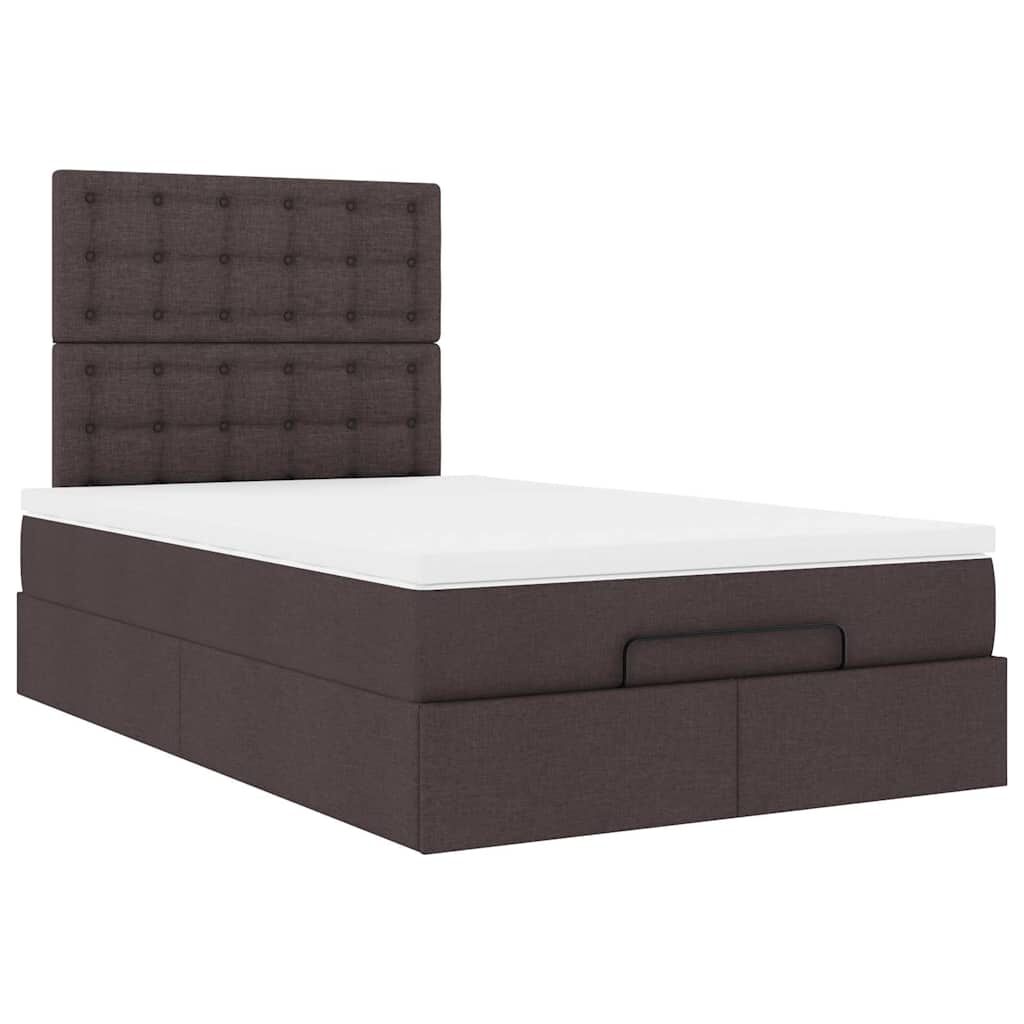 vidaXL Ottoman Κρεβάτι με Στρώμα Σκούρο Καφέ 120x200cm Ύφασμα