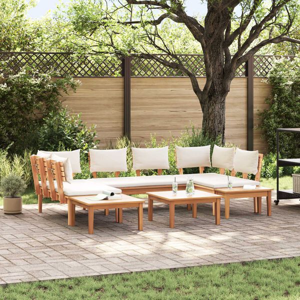 vidaXL Σετ Παγκάκι Κήπου 4 pcs Καφέ, Κρέμα Πολυ rattan, βαμμένο ατσάλι