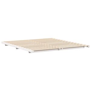 vidaXL Κρεβάτι δαπέδου Λευκό 200 x 220 cm Μασίφ ξύλο πεύκου