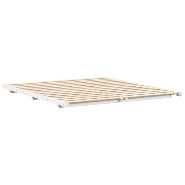 vidaXL Κρεβάτι δαπέδου Λευκό 200 x 220 cm Μασίφ ξύλο πεύκου