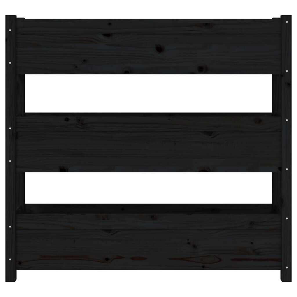vidaXL Ζαρντινιέρα 112 x 25 x 104,5 εκ. Μαύρο από Μασίφ Ξύλο Πεύκου