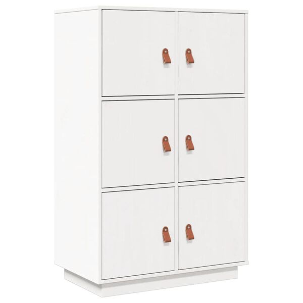 vidaXL Ντουλάπι Ψηλό Λευκό 67 x 40 x 108,5 εκ. από Μασίφ Ξύλο Πεύκου
