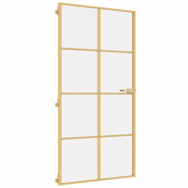 vidaXL Εσωτερική Πόρτα Χρυσή 102,5x201,5 εκ. Ψημένο Γυαλί & Αλουμίνιο