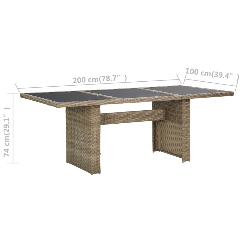 vidaXL Τραπεζαρία Κήπου Καφέ 200x100x74 εκ. από Γυαλί/Συνθετικό Ρατάν