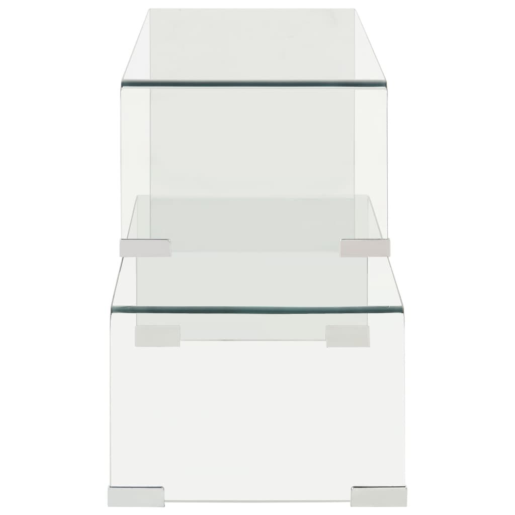 vidaXL Τραπεζάκι Σαλονιού Σετ 2 τεμ 90x30x20/110x30x40 εκ Ψημένο Γυαλί