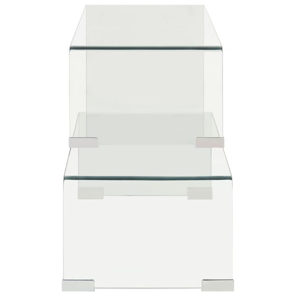 vidaXL Τραπεζάκι Σαλονιού Σετ 2 τεμ 90x30x20/110x30x40 εκ Ψημένο Γυαλί