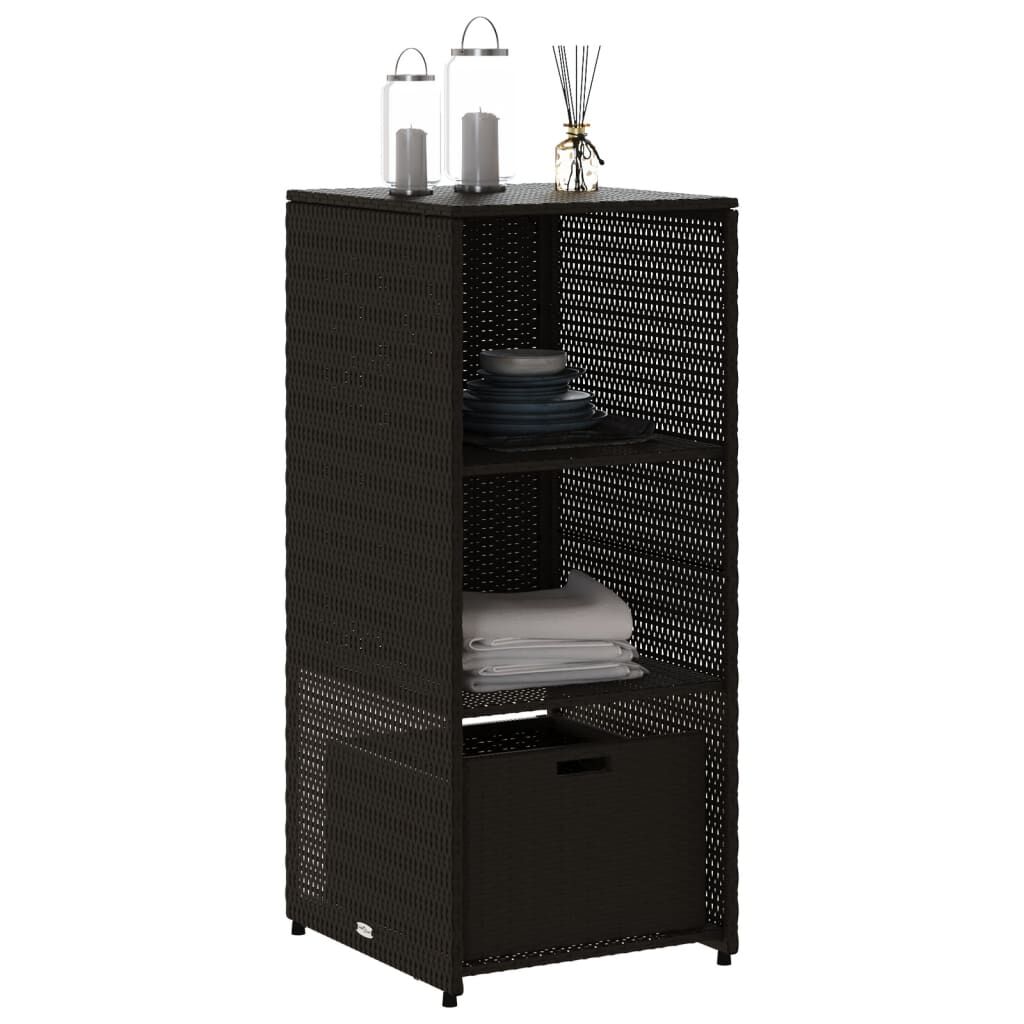 vidaXL Ντουλάπι Αποθήκευσης Κήπου Μαύρο 50x55x115 εκ. Συνθετικό Ρατάν