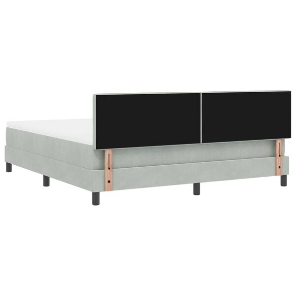 vidaXL Κρεβάτι Box Spring με στρώμα & LED Φωτισμός Γκρι Ανοιχτό 180x200 εκ Βελούδο