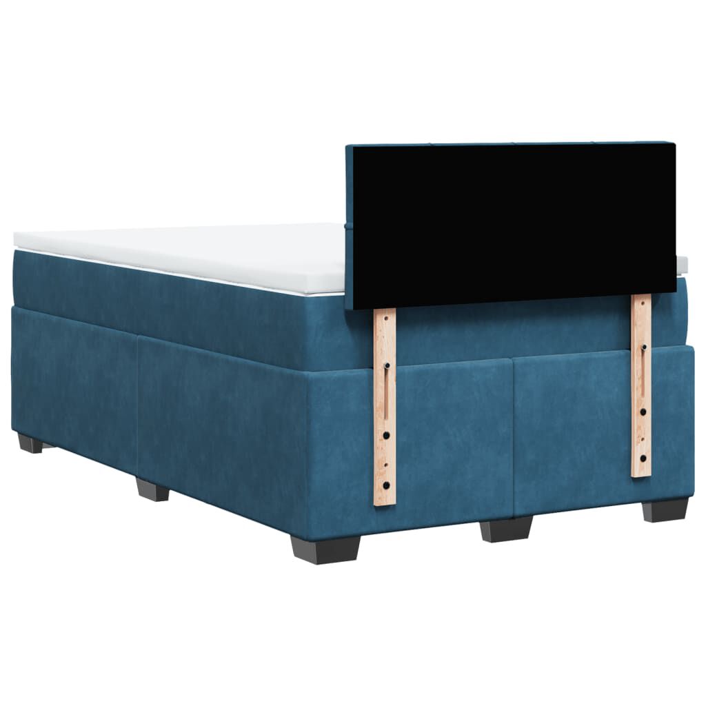 vidaXL Κρεβάτι Boxspring με Στρώμα Σκούρο Μπλε 120x190 εκ. Βελούδινο