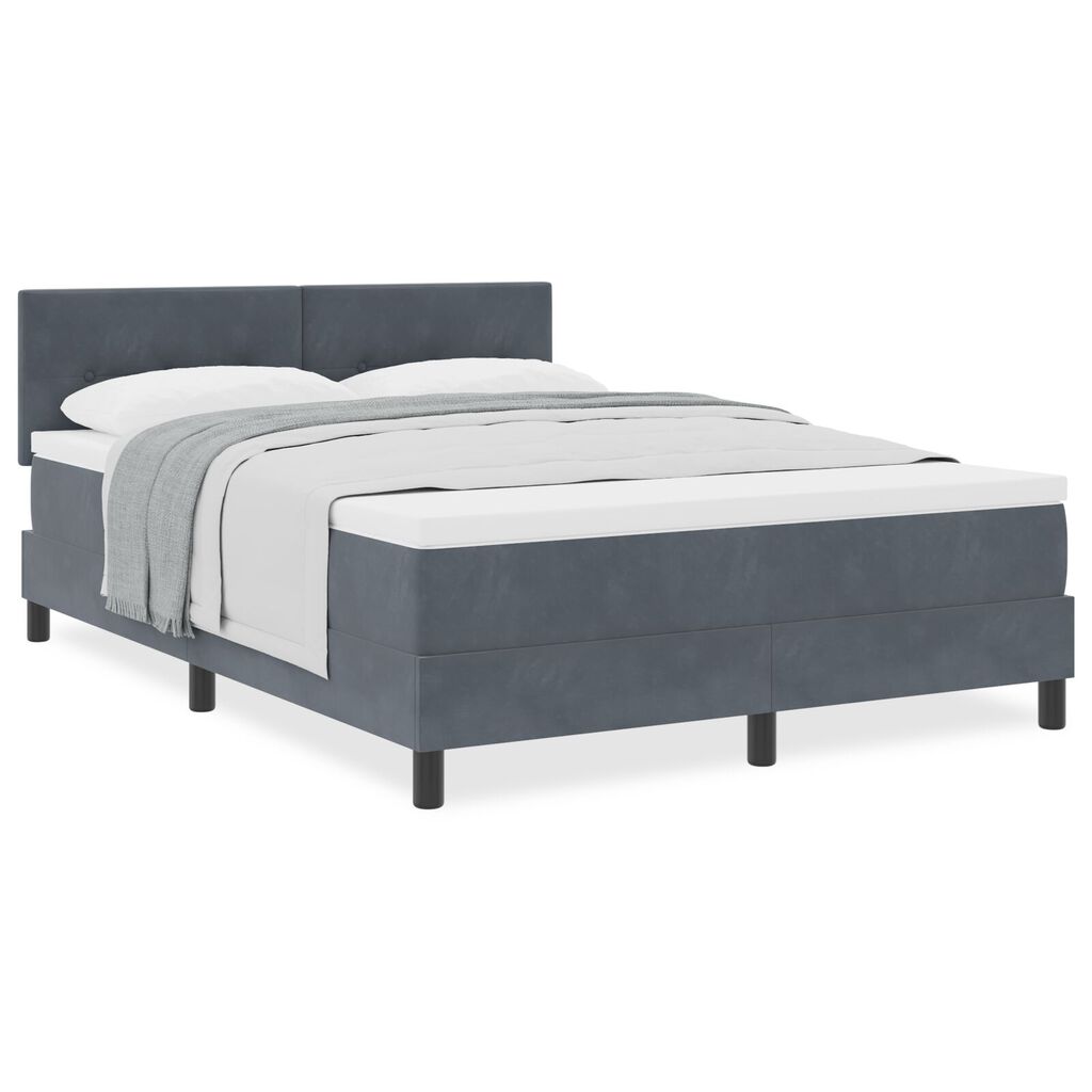 Κρεβάτι Box Spring με Στρώμα vidaXL Γκρί 160x200 εκ Βελούδο